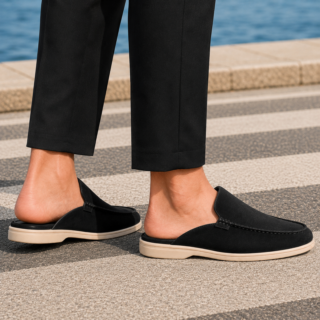 Asti Suede Mule Loafers - Lead Alternate View