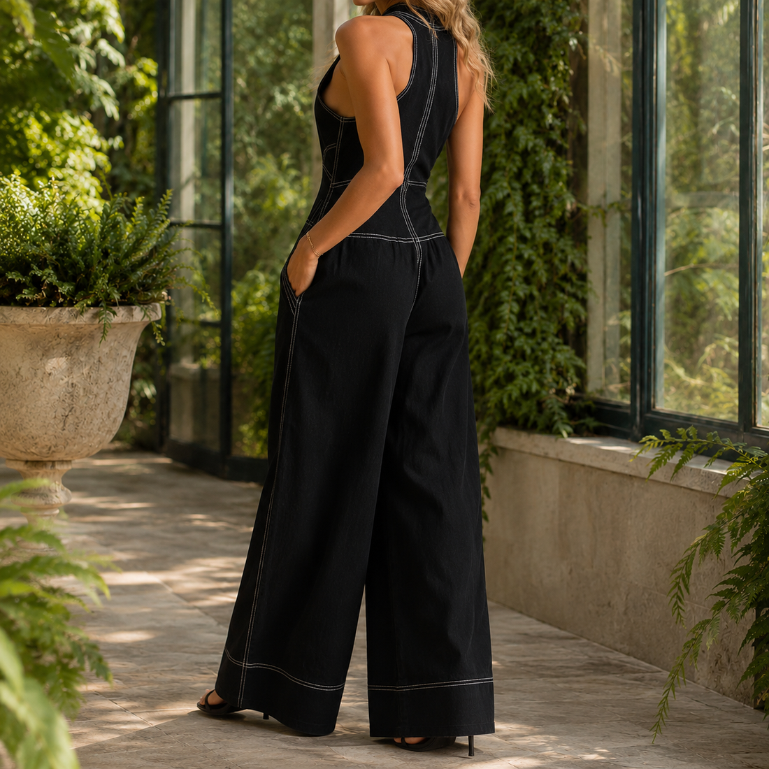 Valencia Halter Jumpsuit - Lead Alternate View