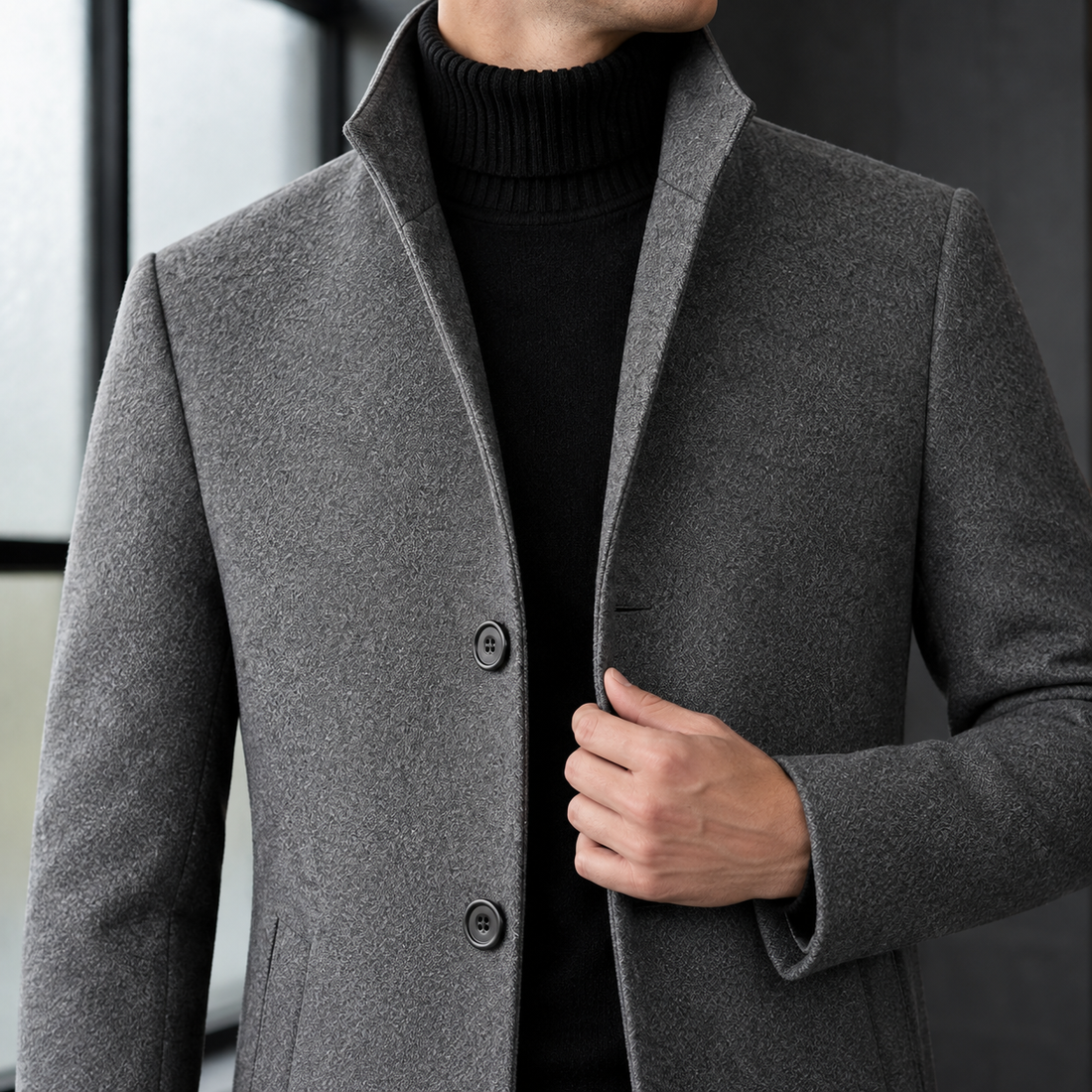 Vidal Wool Overcoat - Lead Product Detail