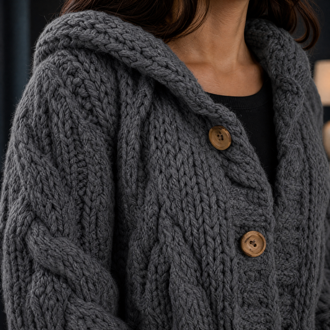 Bethany Cable Knit Cardigan - Lead Product Detail