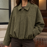 Annalise Suede Bomber Jacket - Lead Product Detail