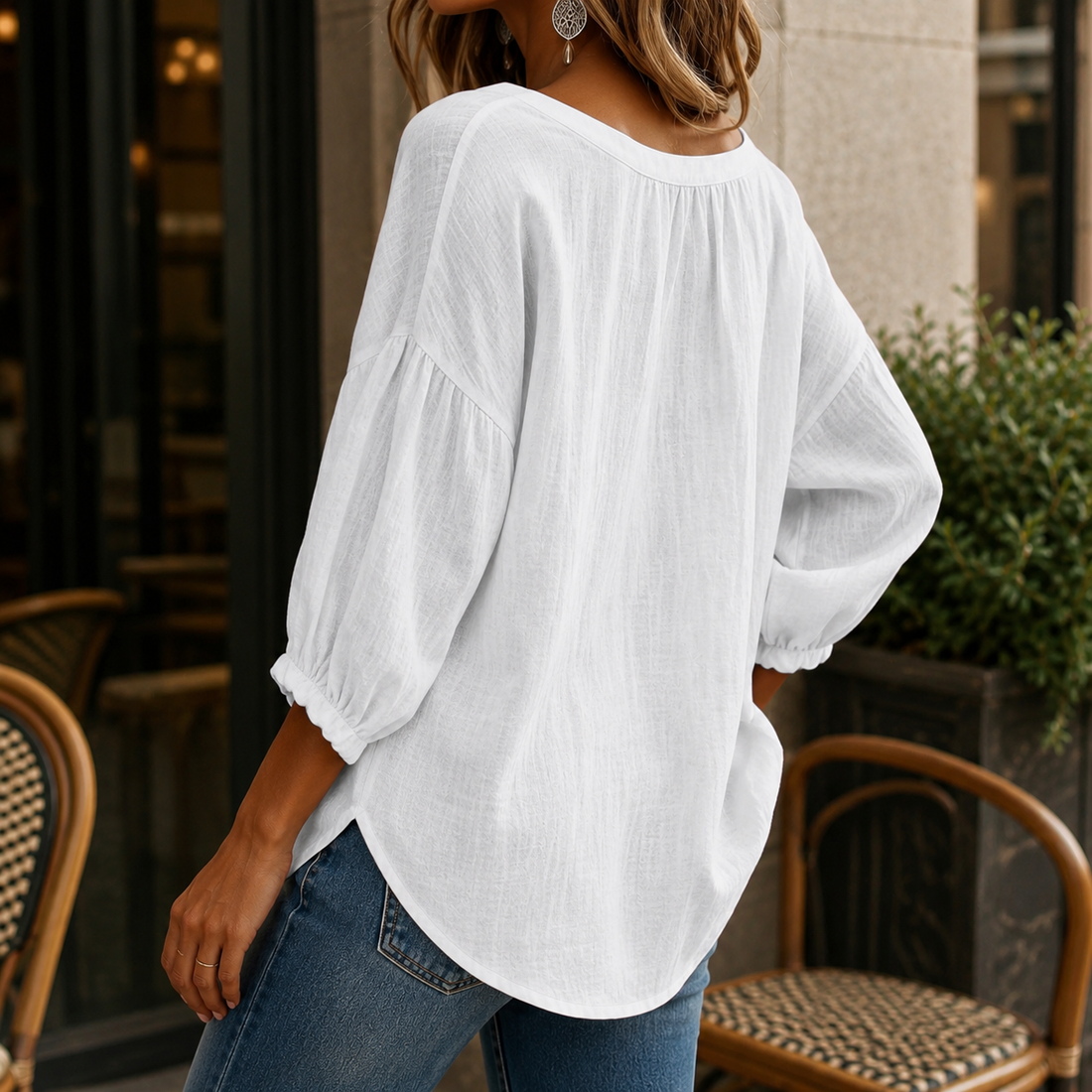 Sofia Square Neck Blouse - Lead Alternate View