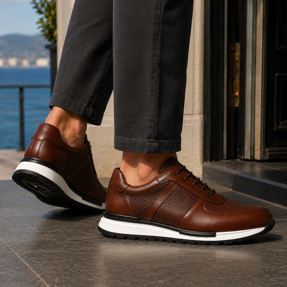 Vittorio Leather Sneakers - Lead Alternate View