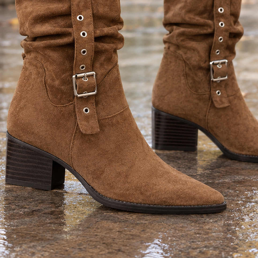 Gallarate Buckled Boots - Lead Product Detail