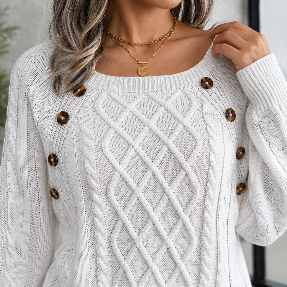 Abigail Cable Knit Sweater - Lead Product Detail