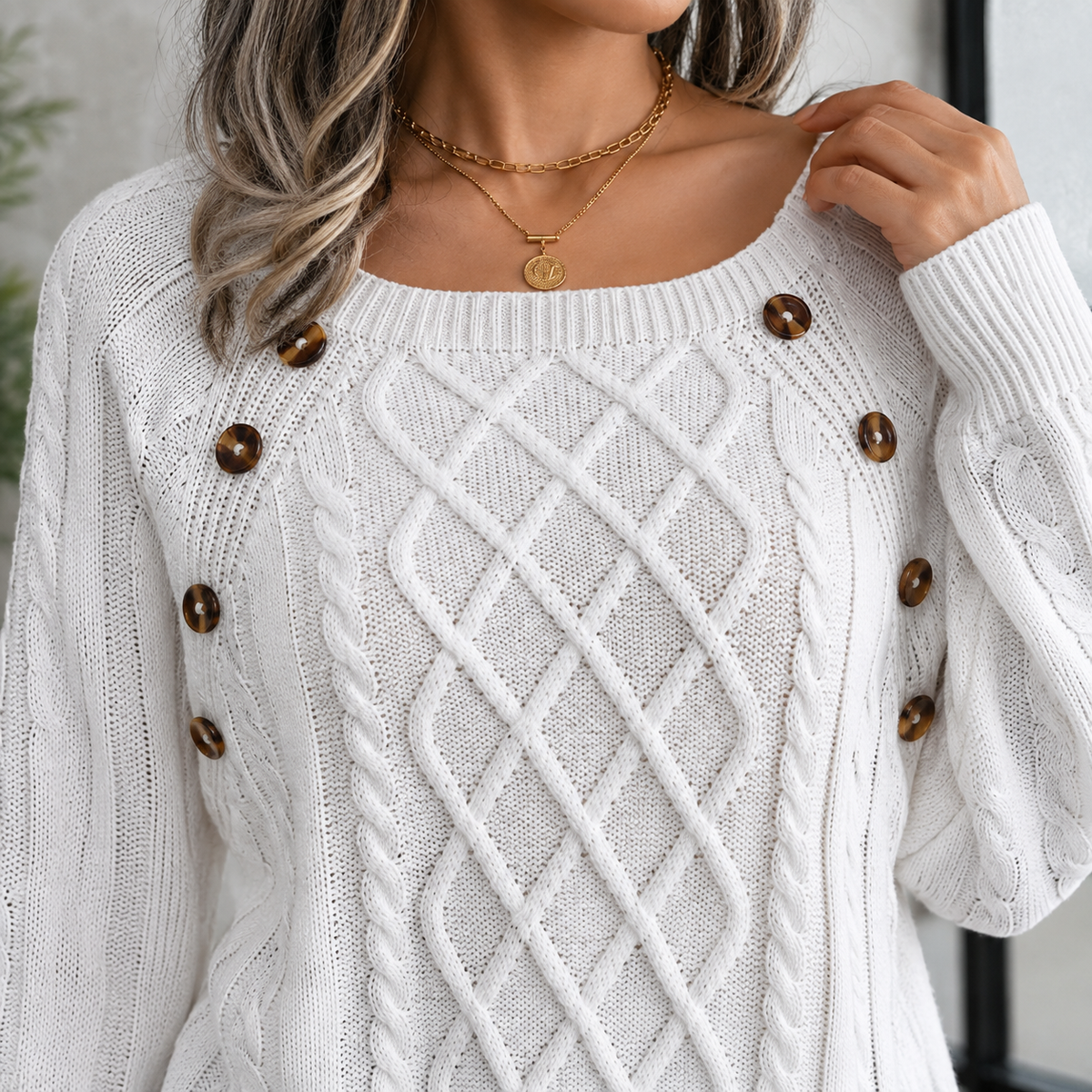 Abigail Cable Knit Sweater - Lead Product Detail