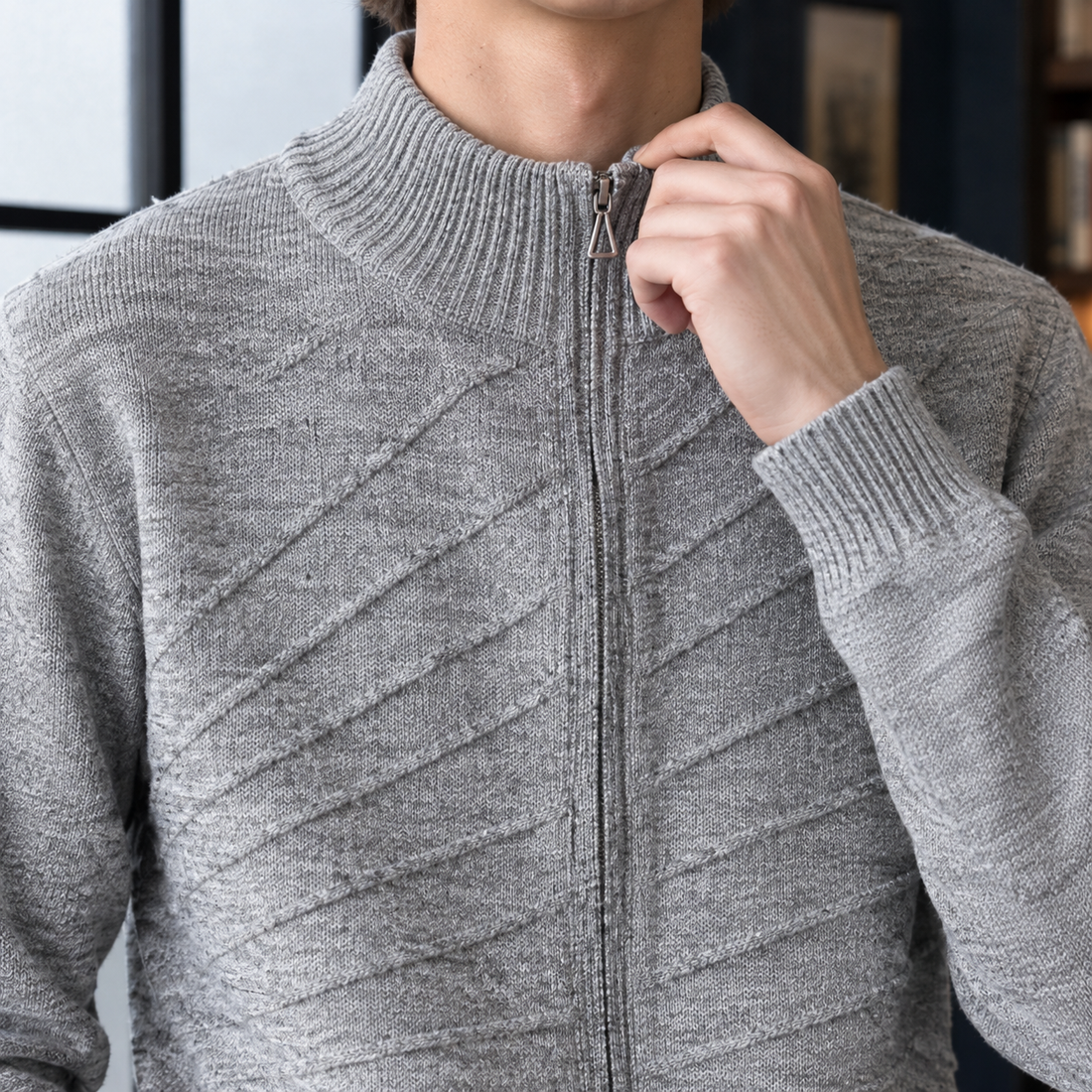 Ernest Chevron Cardigan - Lead Product Detail