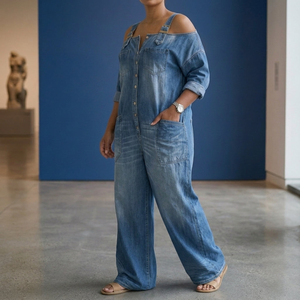 Vivienne Off Shoulder Jumpsuit - Lead Alternate View