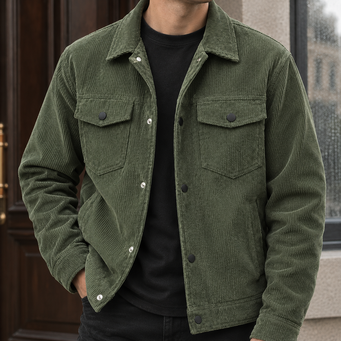 Tobias Corduroy Utility Jacket - Lead Product Detail