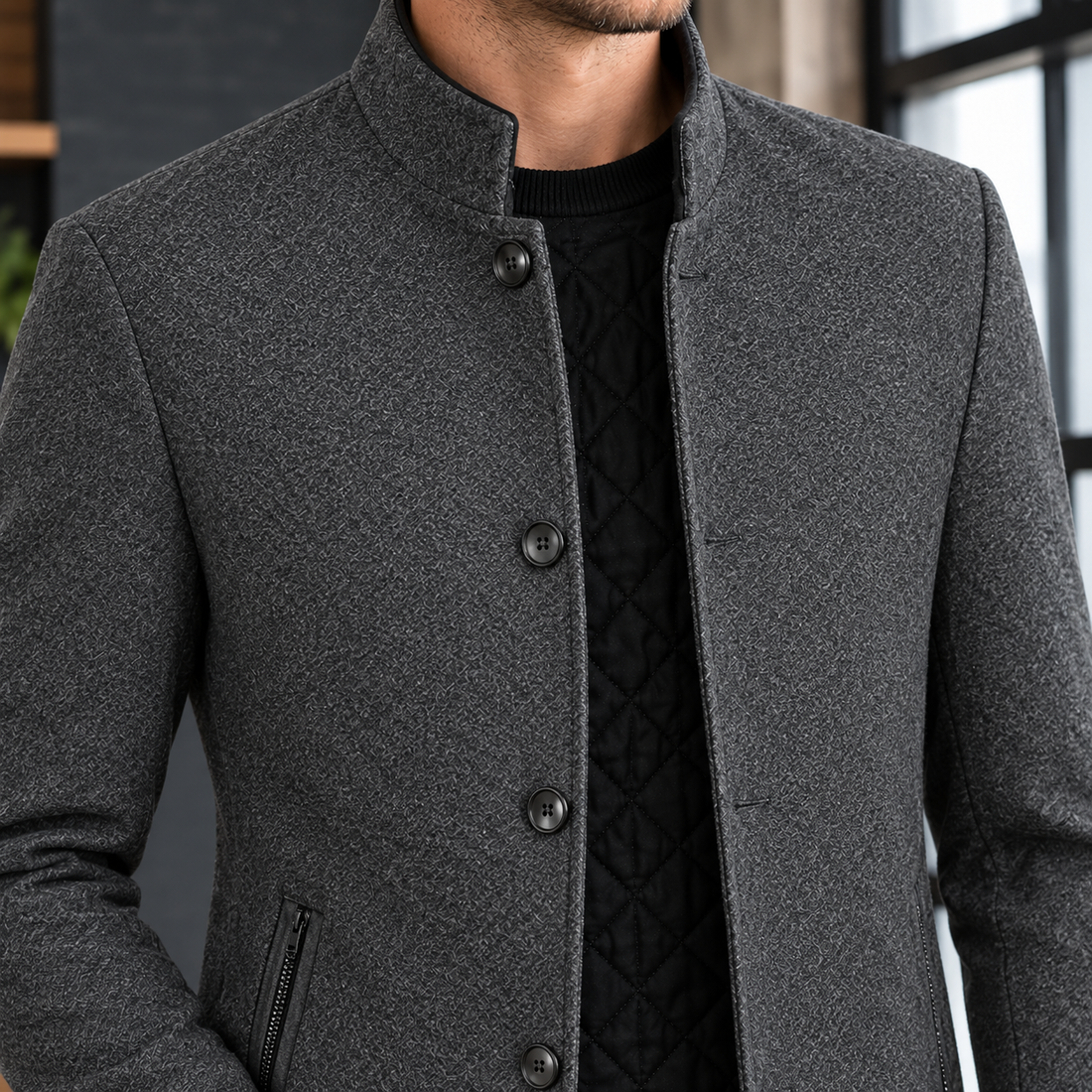 Merrick Stand Collar Jacket - Lead Product Detail