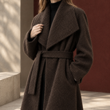 Jade Belted Wool Coat - Lead Product Detail