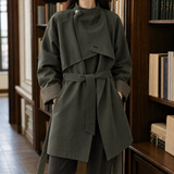 Helena-Rae Contrast Cuff Coat - Green