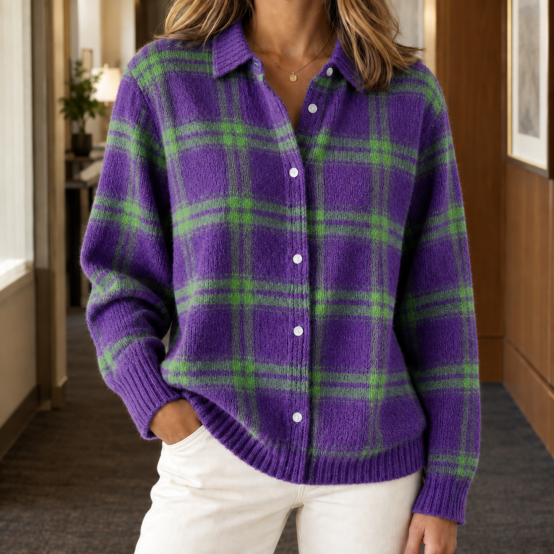 Lillian Plaid Overshirt - Purple