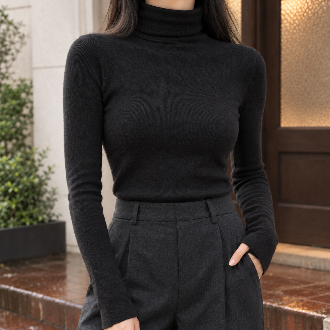 Teresa Turtleneck Top - Black