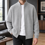 Isaac Ribbed Zip Sweater - Grayish Gray