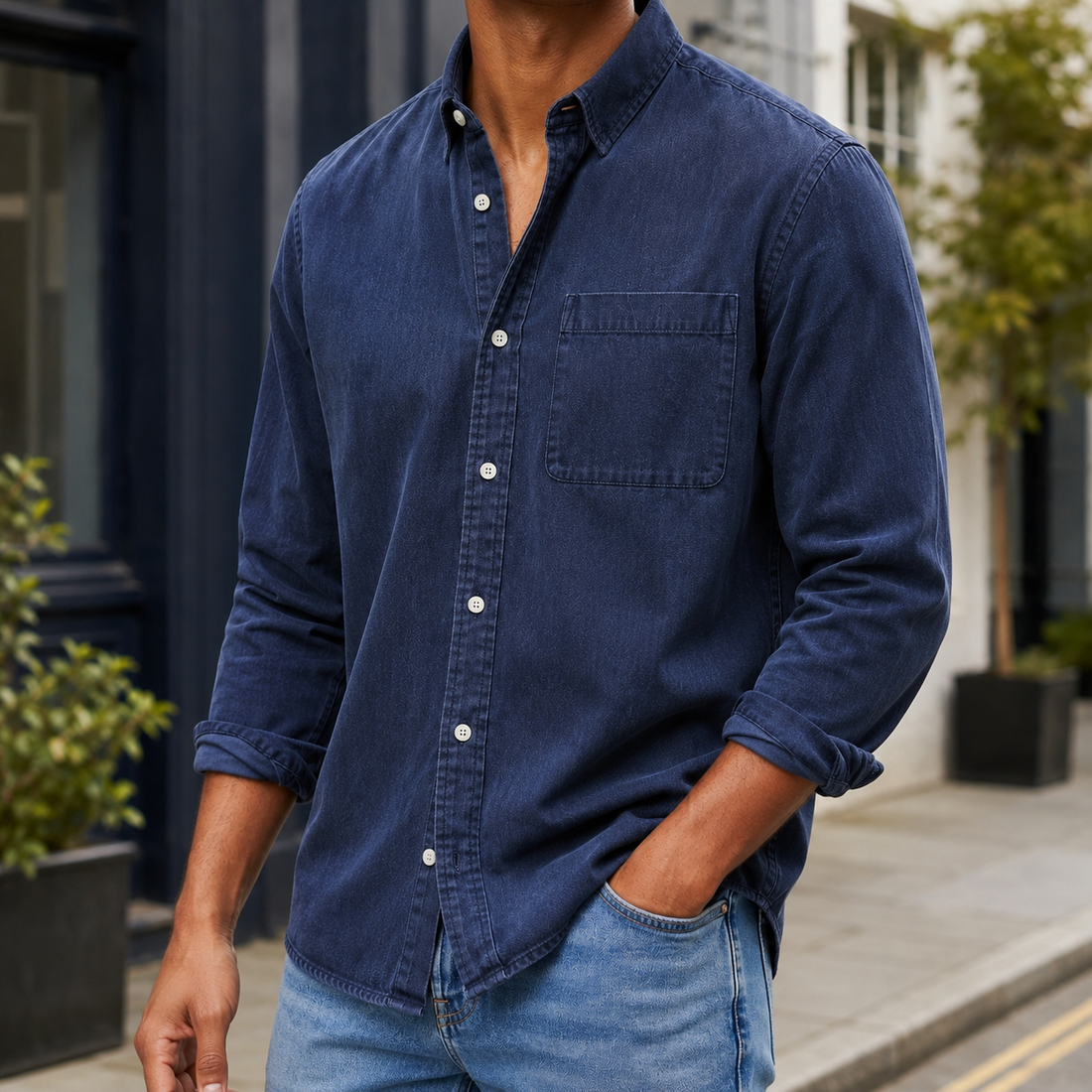 Caius Relaxed Shirt - Dark Blue