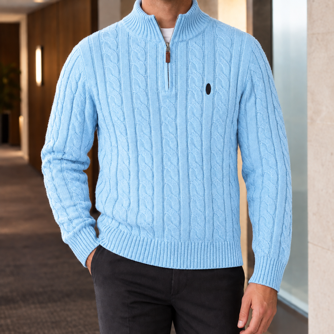 Aubin Cable Knit Sweater - Sky Blue
