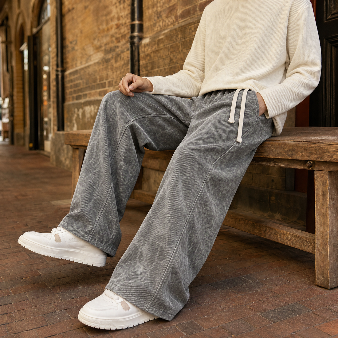 Christopher Wide Leg Pants - Gray