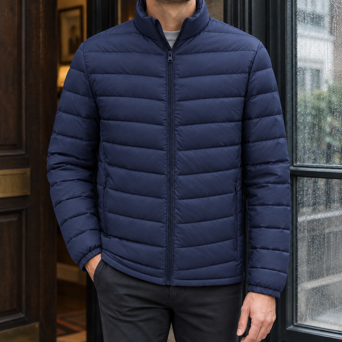 Colm Quilted Jacket - Navy Blue
