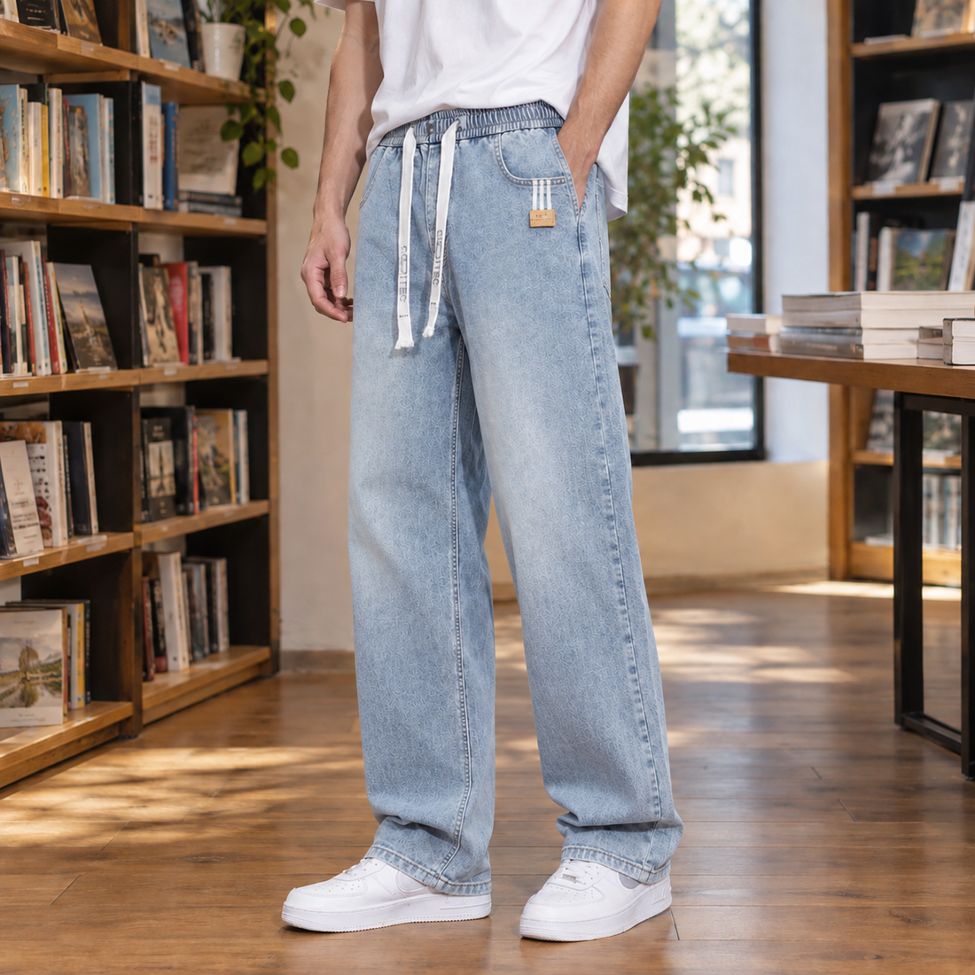 Matthew Wide-Leg Pants - Light Blue