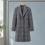 Evadne Windowpane Coat - Gray