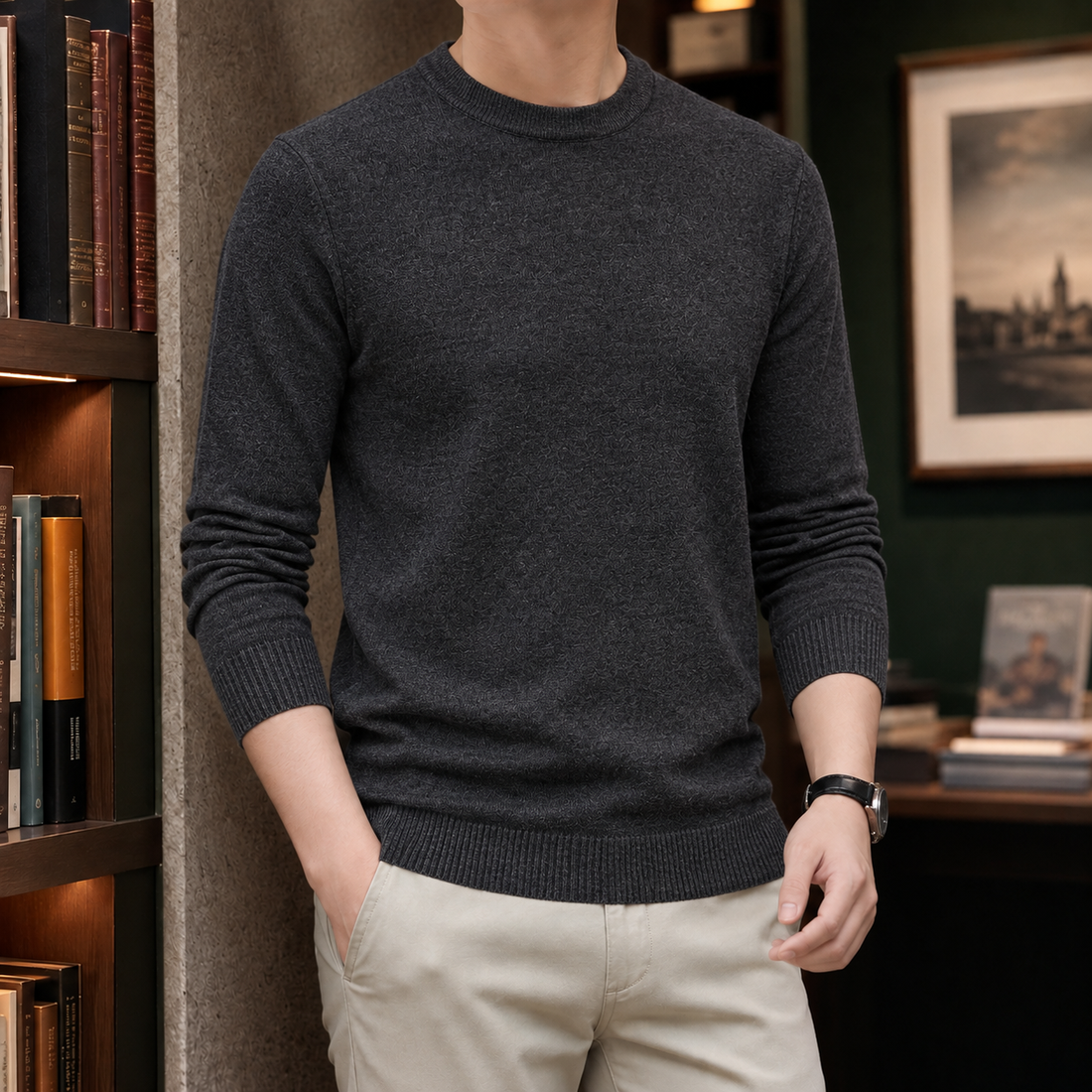 Ralph Crew Neck Sweater - Round Neck Charcoal Gray