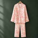 Marisol-Kate Kimono Pajama Set - Coral Pink
