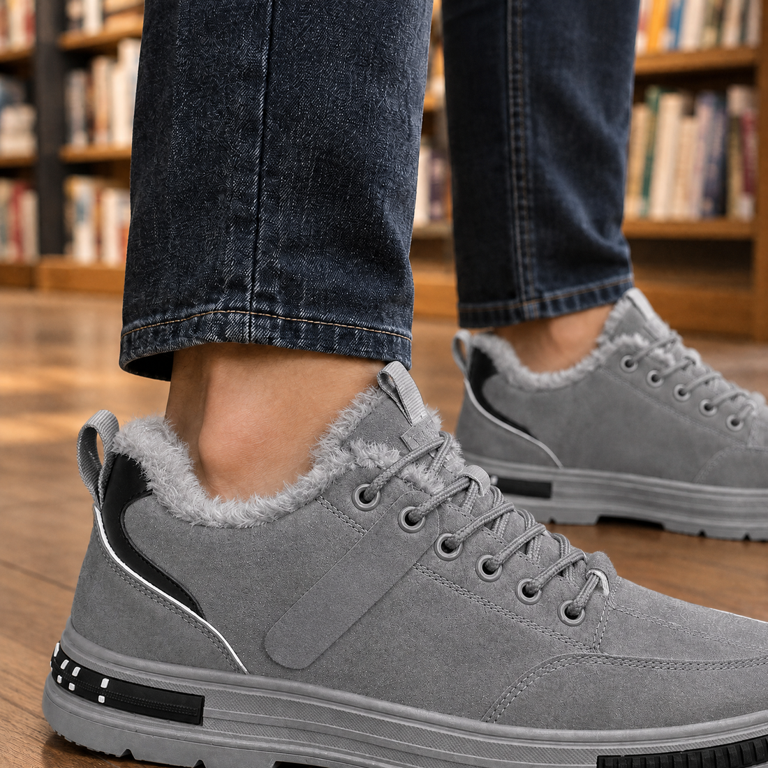 Zamboni Fleece Lined Sneakers - Gray
