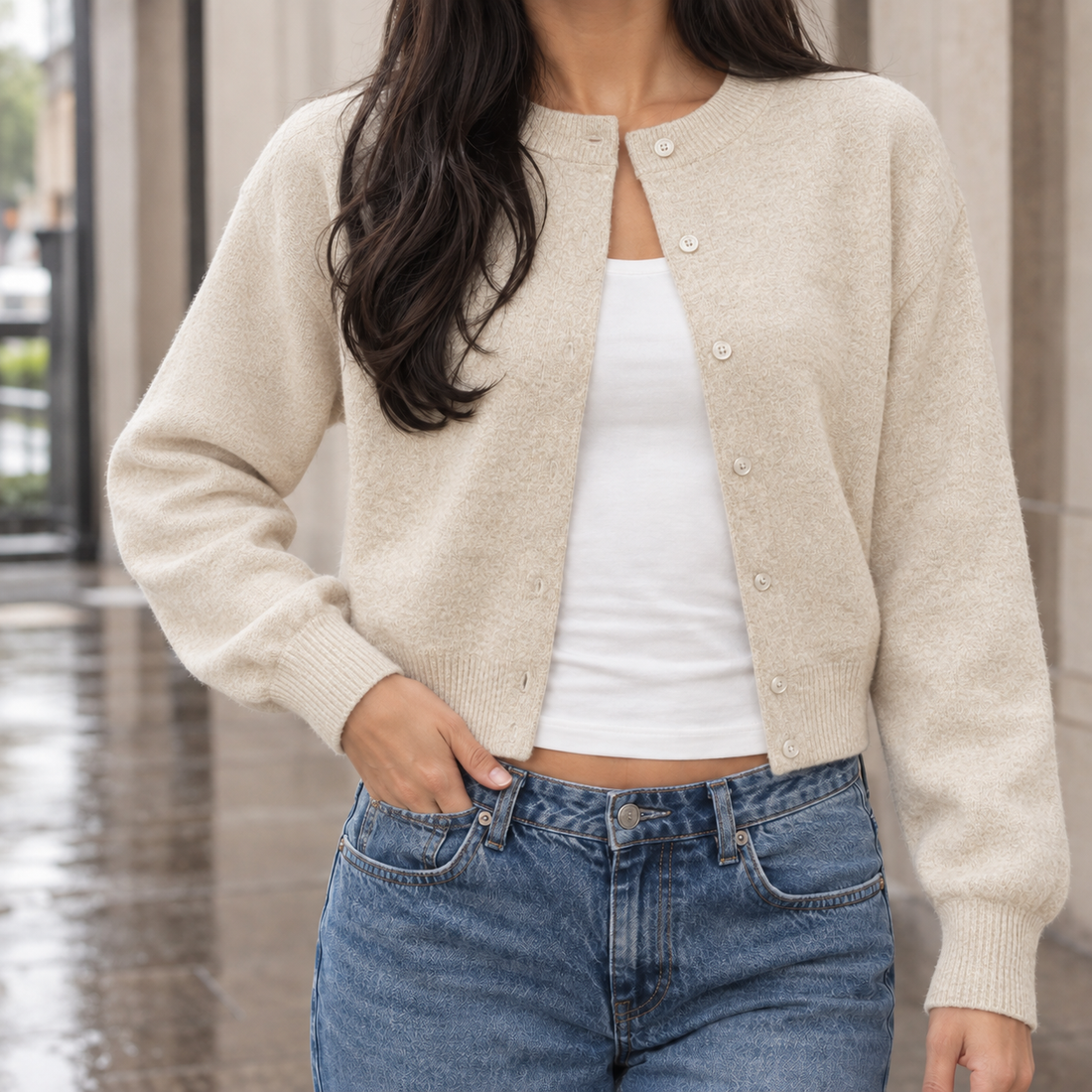 Paula Relaxed Cardigan - Apricot