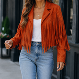 Giselle-Grace Fringe Jacket - Orange