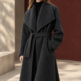 Jade Belted Wool Coat - Carbon Black