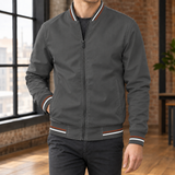 Anselm Striped Bomber Jacket - Gray