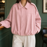 Ines Suede Bomber Jacket - Pink