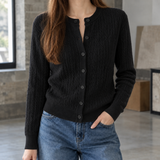 Emery Cable Knit Cardigan - Black