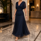 Noelle Draped Maxi Dress - Dark Blue