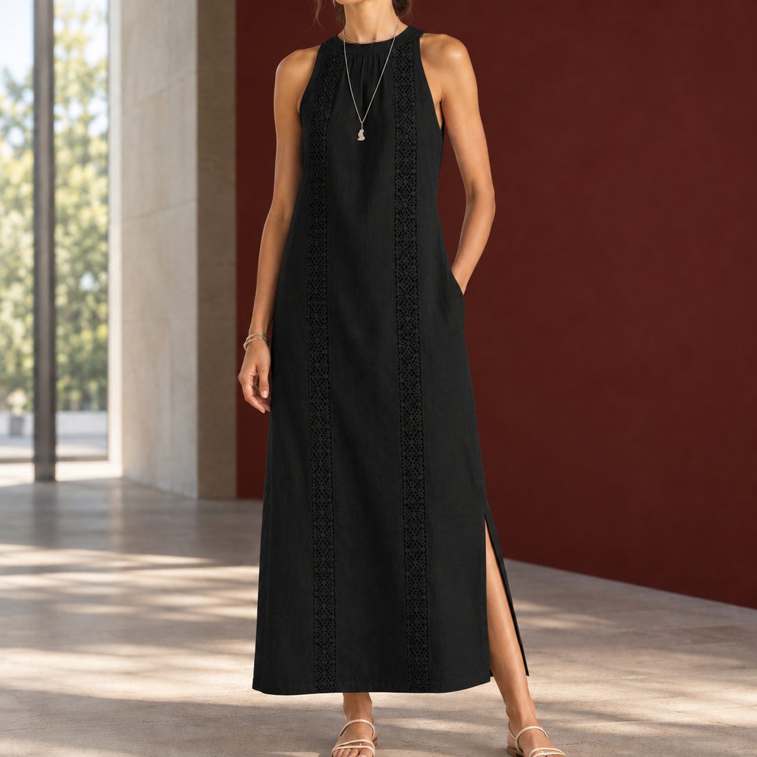 Morgan Lace Panel Dress - Black