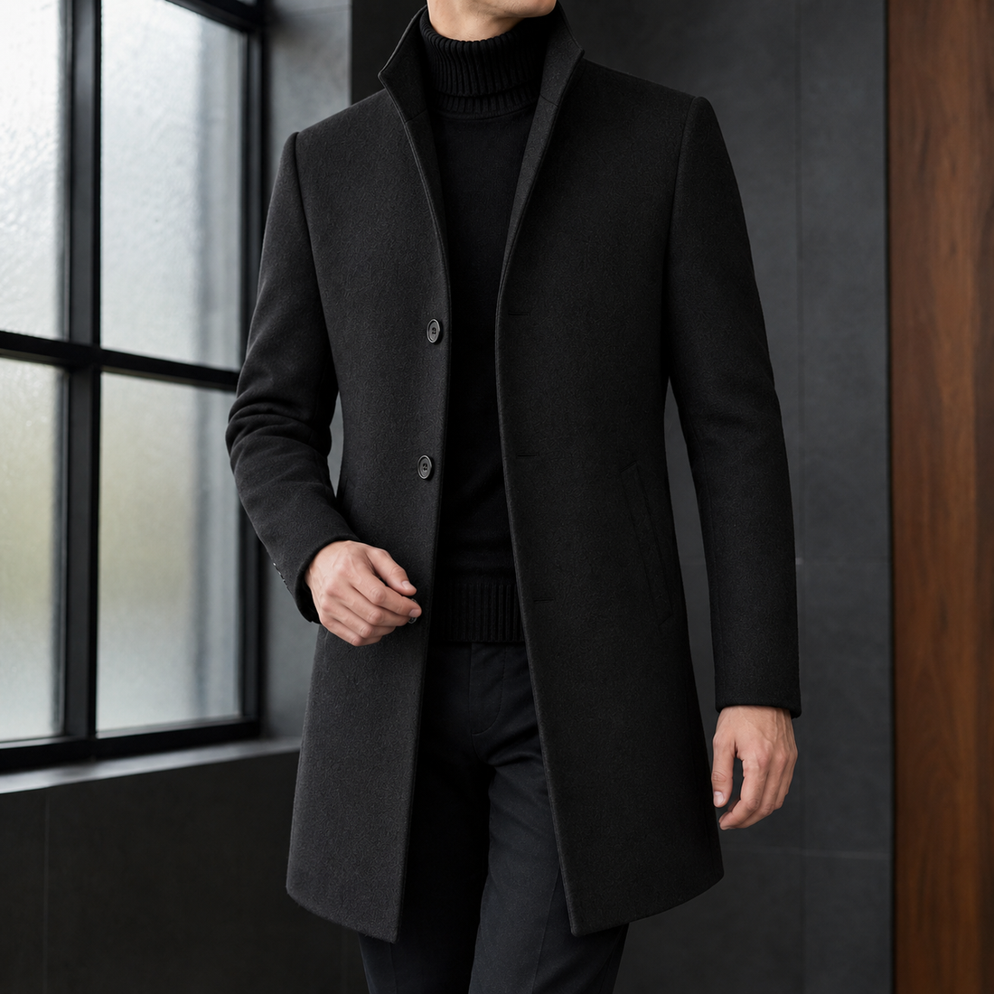 Vidal Wool Overcoat - Black