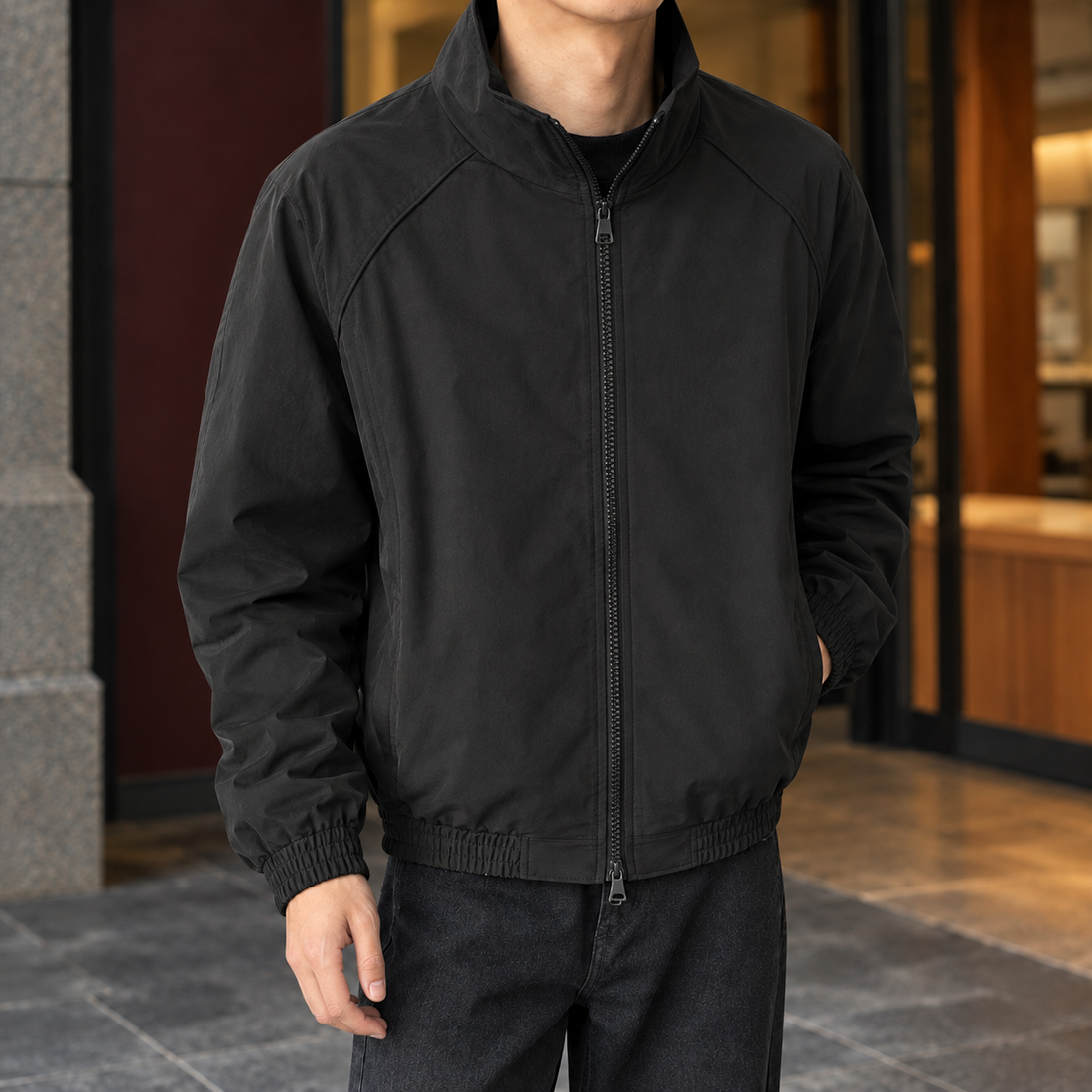 Maurice Stand Collar Jacket - Black