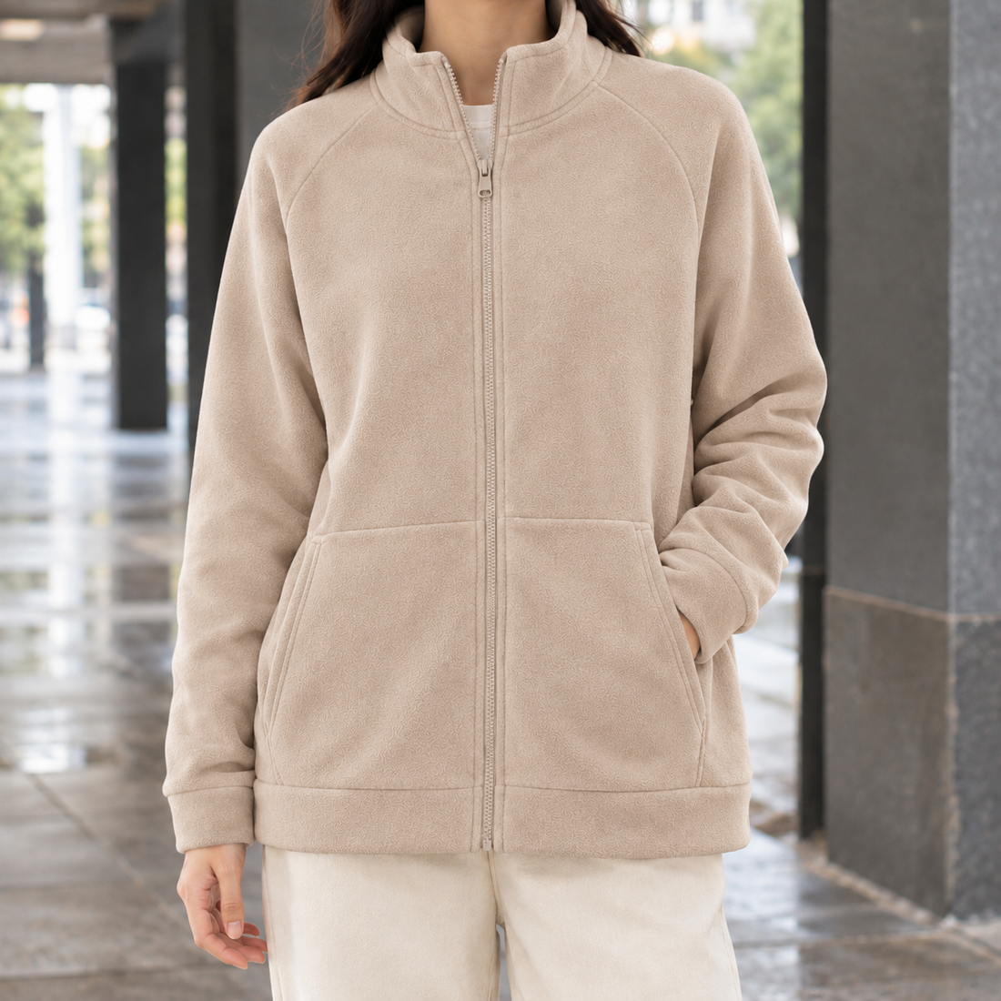 Nerissa-Eve Fleece Jacket - Beige