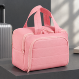 Vitale Double-Zip Cosmetic Bag - Pink Double Opening Bag