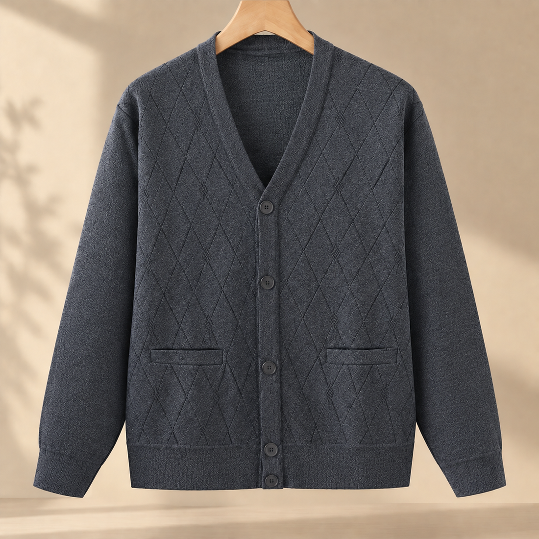 Albin Argyle Cardigan - Dark Gray