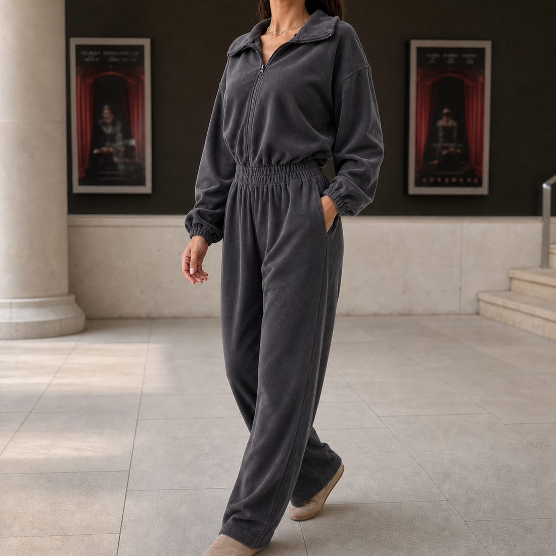 Florence-Skye Straight Leg Jumpsuit - Dark Gray