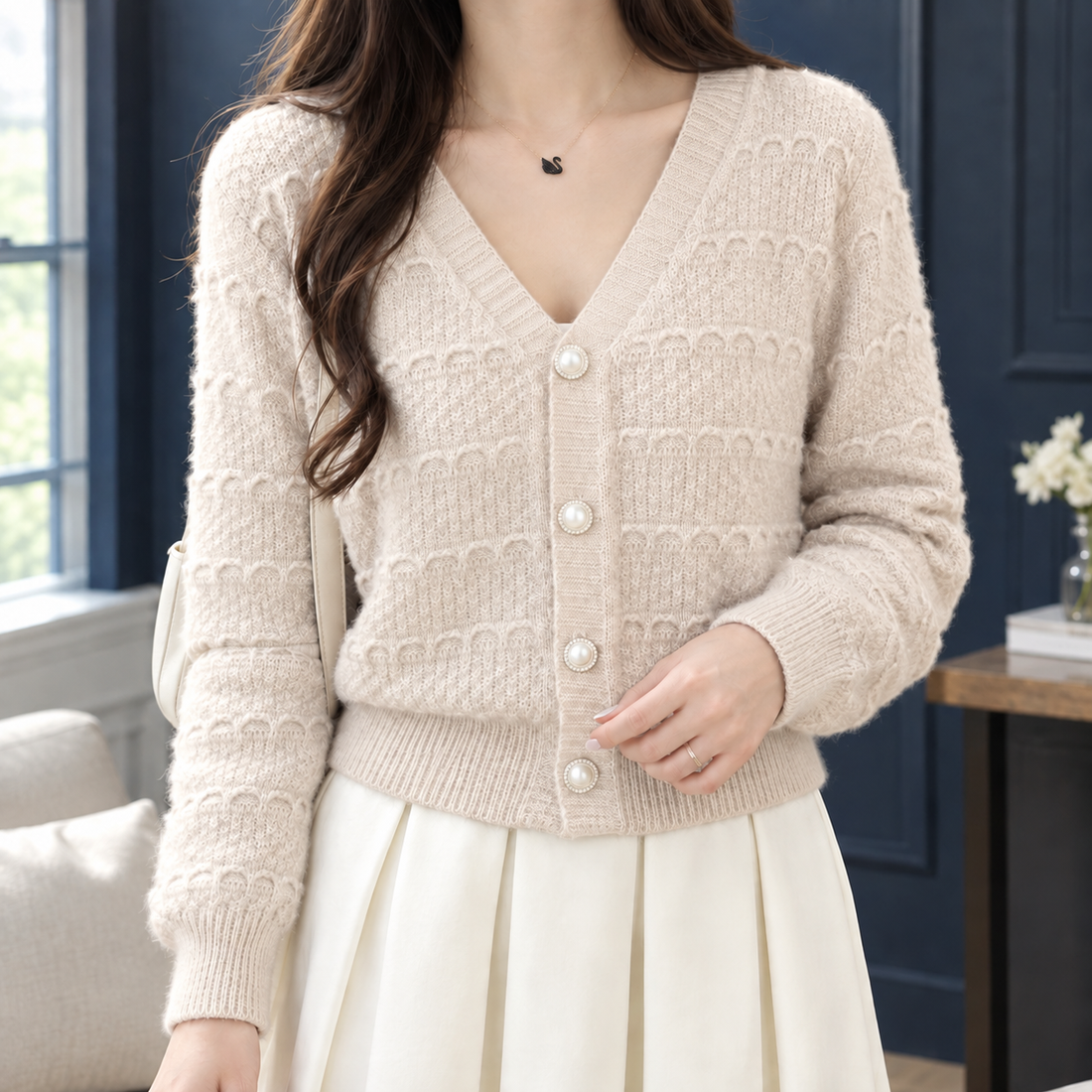 Lauren Textured Cardigan - Beige