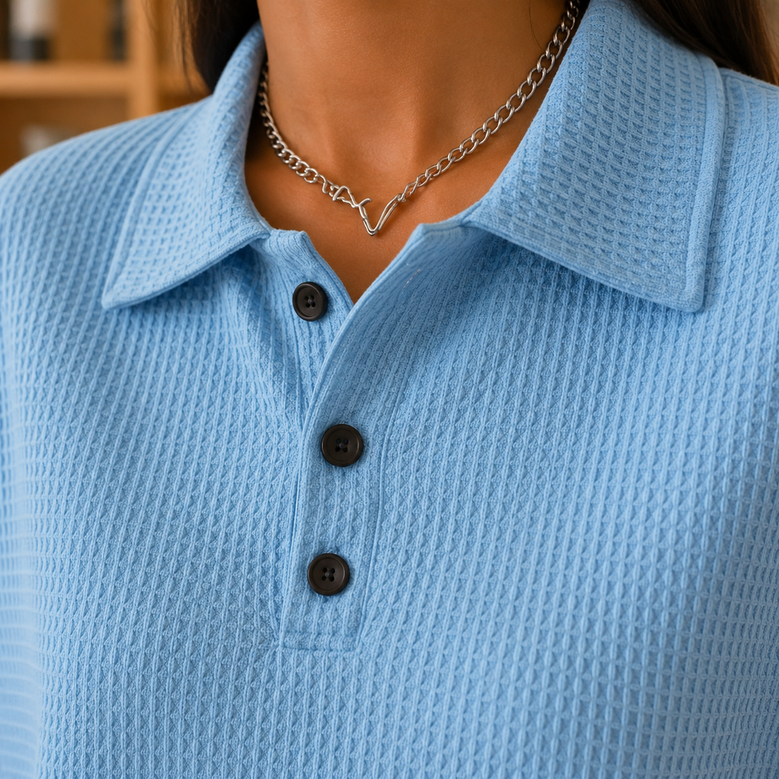Clara Waffle Polo - Lead Product Detail