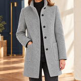 Lana-Belle Stand Collar Coat - Light Gray