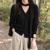 Charlize-Lane Textured Cardigan - Black