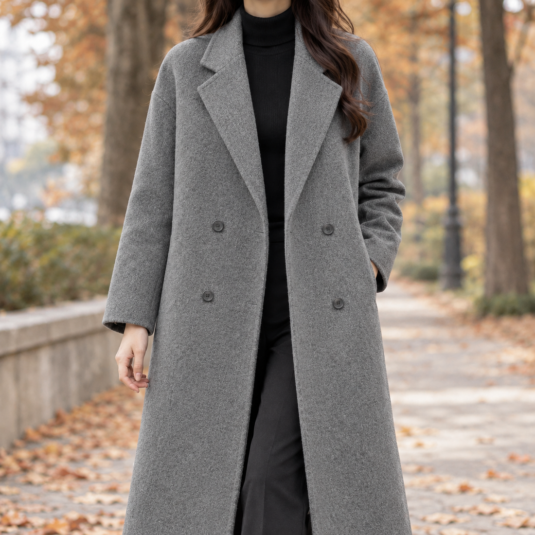 Annalise-Claire Cashmere Coat - Gray