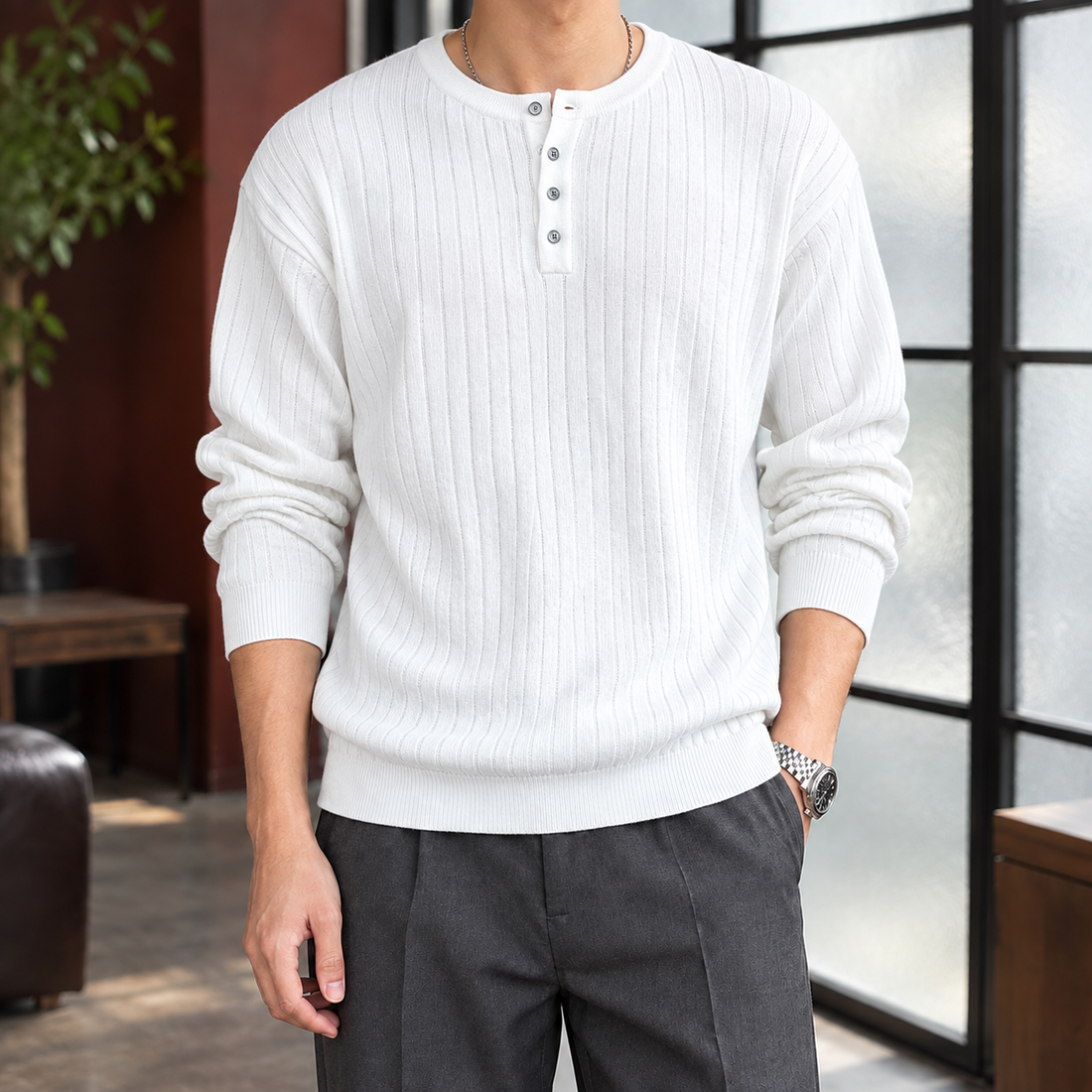Roland Ribbed Sweater - White