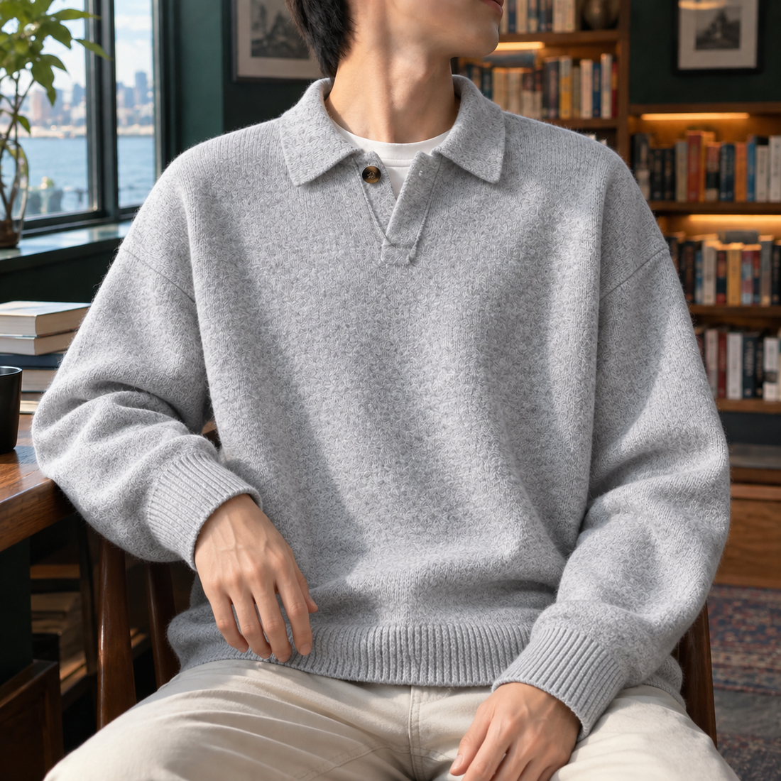 Havelock Collared Sweater - Gray