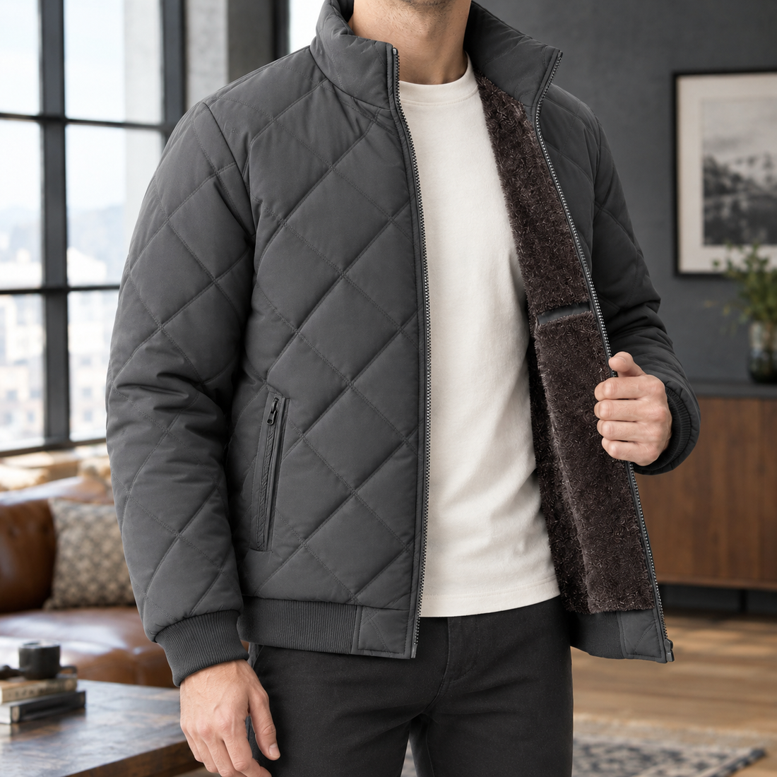 Octavian Quilted Jacket - Dark Gray
